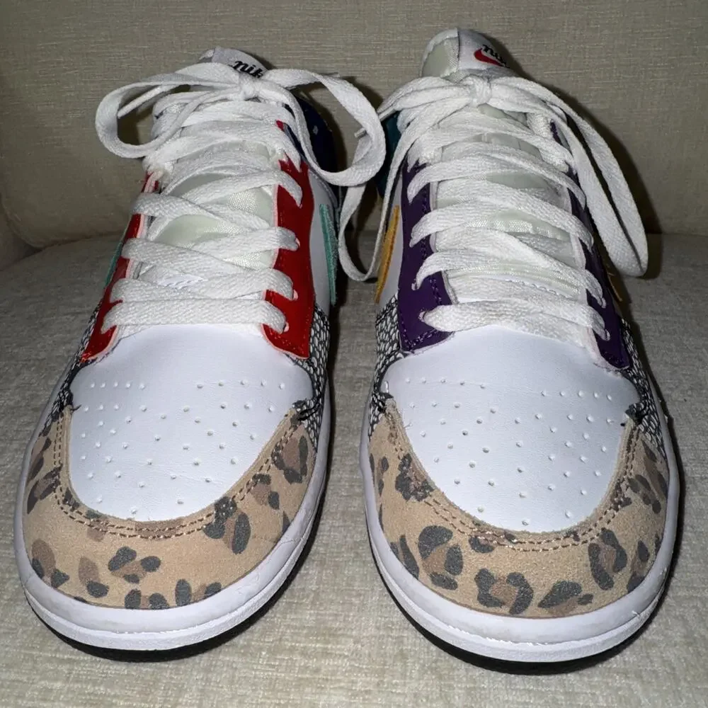 Nike Dunk Low Safari Mix DN3866-100 Mens 9.5 Animal Print Athletic Shoes NWOB